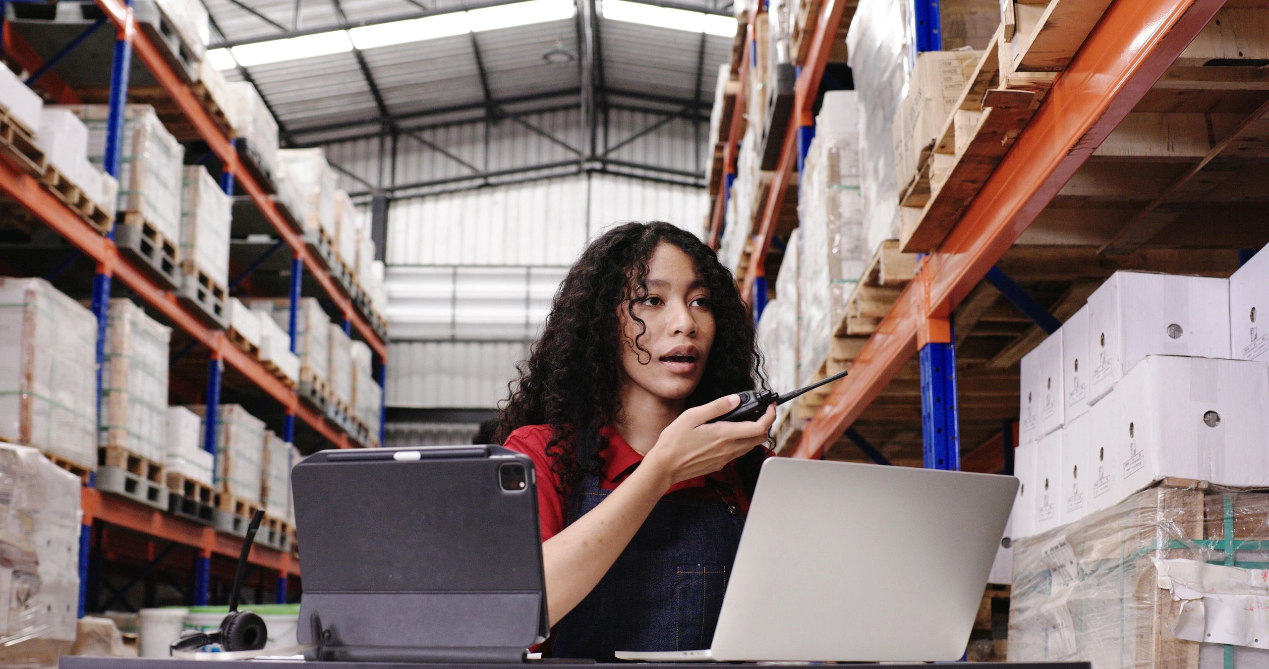 Warehouse workers checking products